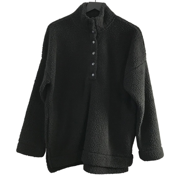 New! Aerie Cloud Sherpa Oversized Cozy Plush Pullover Snap Sweater Teddy Jacket - Picture 1 of 12